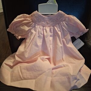 Petit Ami Pink Smocked Baby  Gingham Dress With Bloomers